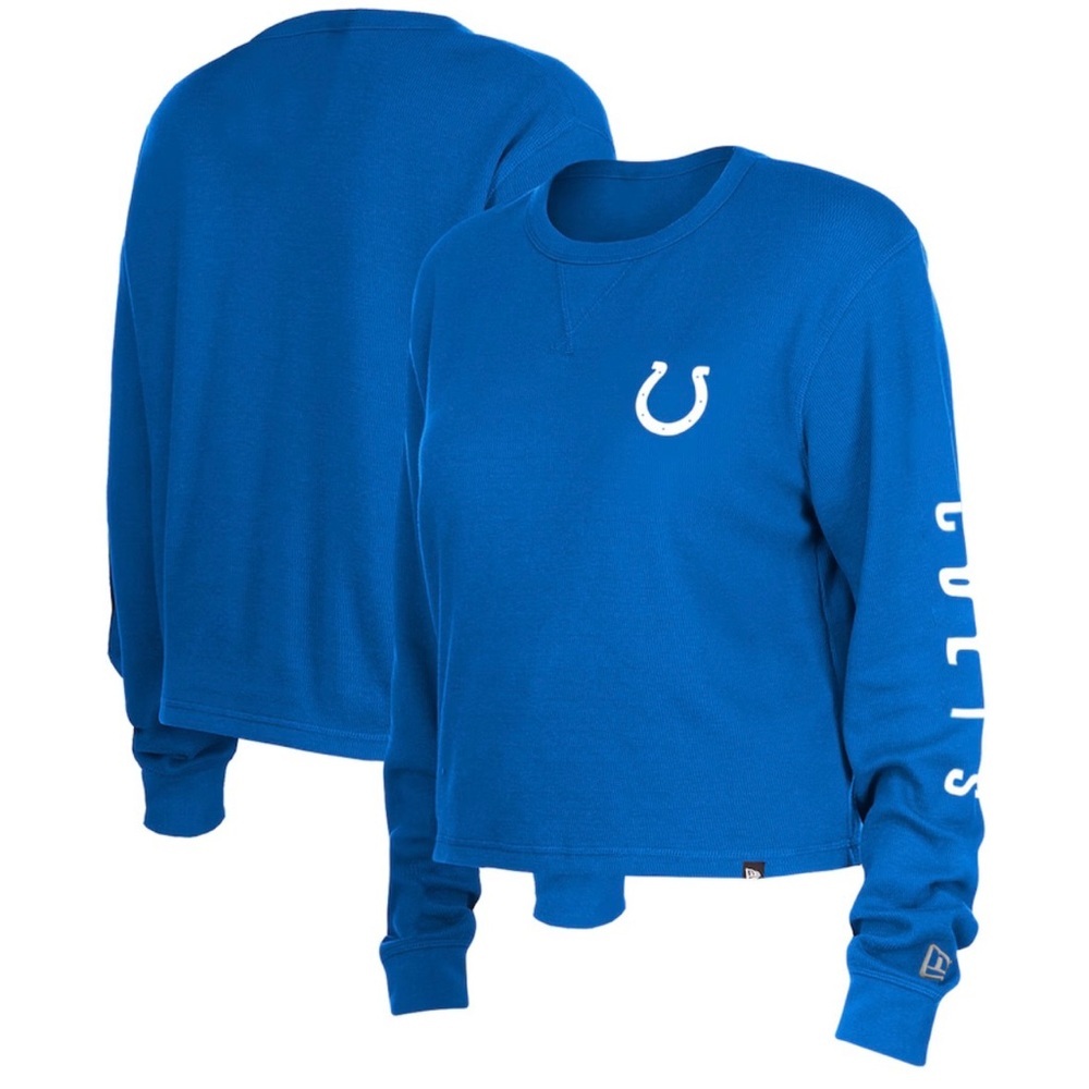 Women's Indianapolis Colts New Era Royal Thermal Crop Long Sleeve T-Shirt XS‎